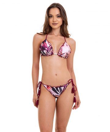Biquíni Ripple Floral / Merlot Dupla-Face
